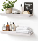 24"x6.8"x1.6" Slanted Floating Wall Shelves 2-Pack - Rustic White Finish, Heavy-Duty Solid Wood Design with Hidden Brackets - Perfect for Living Room, Kitchen, Bathroom, or Office by CozyNest Decor