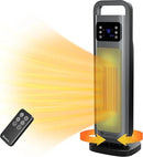 Comfort Zone Oscillating Digital Tower Heater with Remote Control for Indoor Use, Adjustable Thermostat, Timer, Overheat Protection, Tip-Over Switch, Ideal for Home, Bedroom, & Office, HT1206-GRY by CozyNest Decor