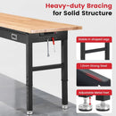 Work Bench for Garage with Drawers 60 x 22 Inch Heavy Duty Rubberwood Tabletop Work Table with Pegboard, Power Outlets Adjustable Workbench for Woodworking Shop, Home, Office, Electronic by GreenHaven Gardens