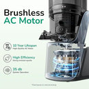 Canoly C16 Cold Press Juicer, 6" Extra Wide Feed Chute, 3-IN-1 Strainers (Juice & Sorbet & Nut Milk), Powerful AC Brushless Motor, Self Precut System, Juicer Machines with BPA-Free (Space Gray) by CozyNest Decor