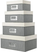 Briful Photo Boxes with Lids - 4 in 1 Set Waterproof Storage Boxes with Handles for Clothes, Shoes, Office, Cosmetic, Books by CozyNest Decor