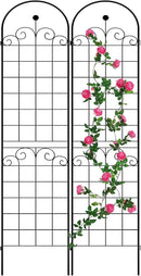 2 Pack Metal Garden Trellis 86.7" H Garden Fence Rustproof Trellis for Climbing Plants Support Roses Flower Outdoor Lawn Black by GreenHaven Gardens