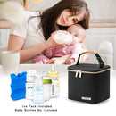 Insulated Bottle Bag with Ice Pack Fits 4 Large Baby Bottles Up to 5 Ounce, Cooler Bag Great for Nursing Mom Daycare-Black by TinyTreasures Baby Boutique