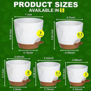 Uneed Indoor Self Watering Planters with Drainage Holes and Saucers, 7/6.5/6/5.5/5 Inch-5 Pots,for Indoor Plants, Herbs, Succulents (White) by CozyNest Decor