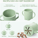 Baby Weaning Set, Silicone Feeding Set(10 Pcs), Toddler Set with Adjustable Bib, Suction Bowl, Plate, Fork, Spoon, Water & Snack Cup Kit, Led Kit for Babies, and Kids Green GJTZ-04 by TinyTreasures Baby Boutique