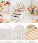 Jewelry Box with Lock for Girls: Jewelry Organizer for Dresser - 3-Drawer Earrings Storage Girls Women Gift (White) by TinyTreasures Baby Boutique