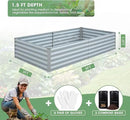 Raised Garden Bed 6x3x1.5FT - Galvanized Steel Planter for Outdoor Vegetables, Flowers, and Herbs - Tall Deep Root Box Kit with Gloves and 2 Compost Bags - Stylish Gray Design by GreenHaven Gardens