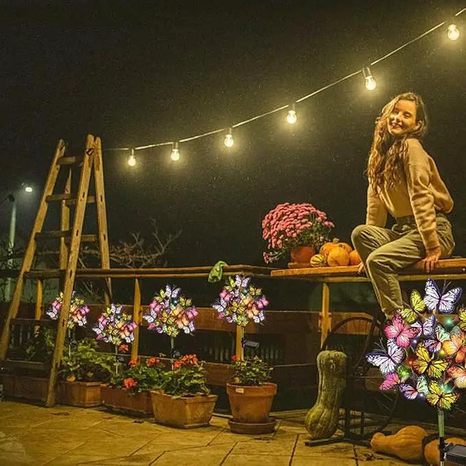 Solar Garden Lights Outdoor Waterproof Decorative Solar Lights Outdoor 8 Pack with 176 LED 136 Butterfly Flower Garden Decor Yard Decorations Patio Lawn, Gifts for Mother's Day Mom Women, photo 8 of 9