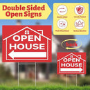 44 Pcs Open House Signs for Real Estate Agent Supplies, Double Sided Open House Flag with Poles Kit, 7.6 x 5.4 Ft Red Opening Sign Banner Set, 5 Pack Yard Signs with Metal Stakes 30 Balloons by CozyNest Decor
