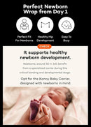 Konny Baby Carrier Flex AirMesh with Head Support- Adjustable, Easy to Wear Baby Wrap Sling, Perfect for Newborn Babies Essentials up to 44 lbs (XS-XL) - Pale Pink by TinyTreasures Baby Boutique