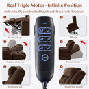 Three Motor Large-Wide Power Lift Chairs Recliners for Big and Tall Elderly, 180° Lay Flat Lift Chair, Infinite Position, Power Headrest, Heat & Vibration Massage (Plush Flannel, Deep Brown) by CozyNest Decor