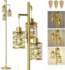 Oneach 70" Industrial Floor Lamp, Stepless Dimmable Standing Lamp with 3 Bulbs, Farmhouse Corner Standing Tree Lamp for Living Room, Tall Lamps for Bedroom, Office, Study Room, Dining Room, Gold by CozyNest Decor