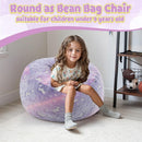 COMAX Kids Bean Bag Chair Turn into Beanbag Bed, Toddler Bean Chair for Girl Boy Sleeping, Lazy Children Bean Bags with Filler, Convertible Child Floor Mattress, Purple Unicorn by TinyTreasures Baby Boutique