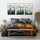 HLNIUC Misty Mountain Forest Framed Wall Art Set,Green Fog Pine Tree Wall Decor,White Foggy Forest Senic Canvas Wall Painting,Fogforest Landscape Art Print for Living Room,Bedroom,Office - 16”x24”x3 by CozyNest Decor