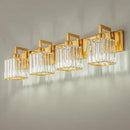 Modern Crystal Bathroom Vanity Light - 4-Lights Gold Brushed Brass Finish Wall Lamp by CozyNest Decor
