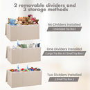 Extra Large Toy Box 167L, Sturdy Toy Storage Chest Organizer Bin Baskets with 2 Removable Divider for Boys, Girls, Kids, Nursery, Bedroom, Playroom, 35.5"x17" x17" (Linen Beige) by TinyTreasures Baby Boutique