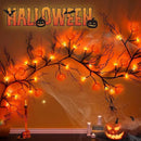 [ 8 Modes & Timer ] Halloween Willow Vine Twig Decor Garland with Pumpkins, 6 FT 54 LED Battery Operated for Indoor Halloween Decorations Home Mantle Fireplace by CozyNest Decor