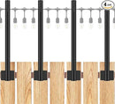Suchtale 4 Pack 1.3 FT String Light Poles, Suspension Outdoor Fence Post Lights with Clip and Bracket, Outside String Lights Hanging, Wall Mounting Stand for Patio Garden Backyard Wedding Party, Black by GreenHaven Gardens