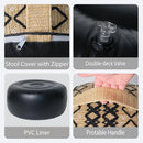 Outdoor Inflatable Ottoman with Air Pump, Embroidery Patio Footrest Stool D21”x H9”, Round Pouf Ottoman with Portable Handle Suitable for Garden, Camping, Bedroom, Living Room by CozyNest Decor