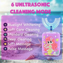Kids Electric Toothbrush, U Shaped Toothbrush Kids Sonic Automatic Brush with Cup 5 Brush Head 6 Clean Modes IPX7 Waterproof Mermaid Design Rechargeable Smart Timer for Children 8-14 by TinyTreasures Baby Boutique