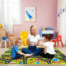Car Rug 2.6x5 Feet, Car Mat for Kids Race Track Rug Road Play Mat with Roads City Map Design by TinyTreasures Baby Boutique