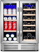 Wine and Beverage Refrigerator, 24 Inch Dual Zone Fridge with Glass Door, Built-In Cooler with Powerful and Quite Cool System/18 Bottles and 88 Cans Capacity Bverage Cooler by CozyNest Decor