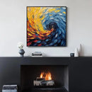 Framed Blue Modern Abstract Wall Art, Minimalist Large Canvas Paintings Artwork for Walls, Blue Yellow Art Prints Pictures for Living Room, Hallway, Bedroom, Office, Bathroom Wall Decor -24x24 Inch by CozyNest Decor