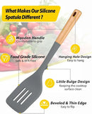Pack of 2 Large Silicone Spatula, Heat Resistant Solid Turner, Non Stick Slotted Spatulas with Wooden Handle, Ideal Kitchen Utensils for Flipping, Pancakes, Eggs, Fish(GRAY) by CozyNest Decor