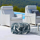 LVTXIII Outdoor/Indoor Inflatable Ottoman, 31"x31"x14" Patio Footrest Stool, Portable Round Pouf Ottoman for Patio Garden, Camping or Home Decoration, Palm Blue by CozyNest Decor