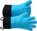 GEEKHOM BBQ Gloves Heat Resistant Oven Mitts - Silicone Grilling Gloves with 13.7" Arm Protection - Waterproof Pot Holder Non-Slip for Men & Women, Kitchen Outdoor Cooking, Baking, Camping, Blue by GreenHaven Gardens