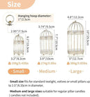 NUPTIO Tea Light Candle Holders: 2 Pcs 6 inch H Distressed White Bird Cage Lantern Centerpiece Hanging Metal Birdcage Tealight Votive Holder for Home Fireplace Dining Table Living Room Decoration by CozyNest Decor