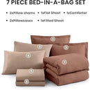 Monbix Queen Comforter Set - 7 Pieces Cationic Dyeing Terracotta Bed in a Bag Queen Bedding Sets with Comforter, Sheets, Pillowcases & Shams, Reversible Bedding Comforters Sets by CozyNest Decor