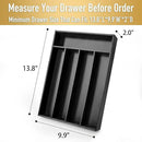 Bamboo Silverware Holder - Drawer Organizer with 5 Slots (Black) by CozyNest Decor