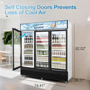 Tylza Commercial Refrigerator, Three Glass Door Display Beverage Fridge, 59.06 Cu Ft Upright Beverage Cooler Merchandiser with Replaceable Advertising Light Board, Rebound Door, Fast Cooling by CozyNest Decor