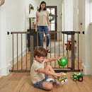 Cumbor 29.7-46" Baby Gate for Stairs, Mom's Choice Awards Winner-Auto Close Dog Gate for the House, Easy Install Pressure Mounted Pet Gates for Doorways, Easy Walk Thru Wide Safety Gate for Dog, Brown by TinyTreasures Baby Boutique
