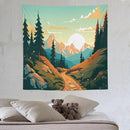 HZOHNAGO Mountain Tapestry Forest Mountain Sunrise Road Pattern Printed Wall Tapestry Wall Hanging for Bedroom Living Room Dorm 60" W x 60" H by CozyNest Decor