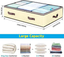 Budding Joy 6 Pack 90L Under bed Storage Containers Organizer Large Capacity Underbed Clothes Storage Bins Organization and Storage Bedroom Foldable Storage Bags with Clear Window Beige by CozyNest Decor