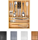 Bellsal Bamboo Silverware Drawer Organizer, Kitchen Utensil Drawer Organizers, 12"x15.7" Utensils Holder Cutlery Tray with Grooved Drawer Dividers for Kitchen Flatware Bedroom Office(7 Slot, Natural) by CozyNest Decor