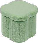 B FSOBEIIALEO Storage Ottoman Cube, Flowers Shaped Ottomans with Storage Foot Stool Footrest for Lving Room, Boucle Ottoman Seat for Dorm Room,Faux Teddy Fur, Green 12.6"x12.6"x12.6" by CozyNest Decor