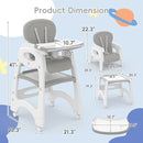Xilingol 8 in 1 Convertible Baby High Chair W/Wheels, Baby Feeding Chair W/Adjustable Backrest & Removable Dual Tray, Building Block Table & Chair Set, HighChair for Babies & Toddlers (Grey) by TinyTreasures Baby Boutique