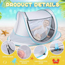 Baby Beach Tent,Large Pop Up Beach Tent Sun Shade for Beach,Portable Baby Travel Tent with Mosquito Net,Indoor Baby Play Tent,UPF 50+ UV Protection Sun Shelters for Infants by TinyTreasures Baby Boutique