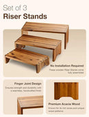 Acacia Wood Risers Display Stands Set of 3 - Wooden 3 Tier Cupcake Stand - 3 Tiered Riser for Vendors - Decorative Display Risers for Food Desserts Stand, Perfume, Funko POP at Party Wedding by CozyNest Decor
