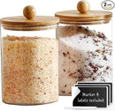 Set of 2 Large Glass Canisters for Kitchen Counter with Airtight Bamboo Lids + Marker & Labels - Cookie Jars with Wooden Lid, Food Storage Containers for Pantry, Flour Pasta Candy Coffee Pods - 68oz. by CozyNest Decor