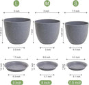 Flower Pots 9/8/7.5inch, Set of 3 Modern Decorative Plastic Planters with Drainage Holes and Saucers for Garden House Plants, Plant Pots for Indoor Outdoor Plants, Speckled Grey by GreenHaven Gardens