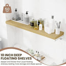 Fun Memories 48 Inch Floating Shelves for Wall - 10 Inch Deep Fireplace Mantel Shelf - Wood Floating Shelves for Wall - Large Storage Shelves Wall Mount for Living Room & Bedroom - Oak - Set of 1 by CozyNest Decor