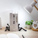 Sziqiqi Book Ends for Shelves Decorative - Cast Iron Bookends for Books Reading Couple Bookshelf Decorative Objects Metal Modern Statue Sculpture Gift for Readers Book Lovers Nerd