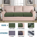 H.VERSAILTEX Super Stretch Individual Seat Cushion Covers - Sofa & Couch Cushion Slipcover Sets - Thick Jacquard Textured Twill Fabric (3 Piece XL Sofa Cushion Covers, Bronze Green) by CozyNest Decor