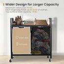 Laundry Hamper, Laundry Basket, Laundry Sorter with 2 Removable Bags, Clothes Basket with 2 Compartments, Wheels, Shelf for Laundry Room Bathroom Bedroom (2 Bags-Black Grey) by CozyNest Decor