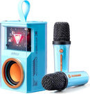 Karaoke Machine for Kids & Adults, Portable Bluetooth Mini Karaoke Speaker with 2 Wireless Microphone and Lights, Birthday Gifts for Girls & Boys, Toys for Girls, Family Home Party (Sky Blue) by TinyTreasures Baby Boutique