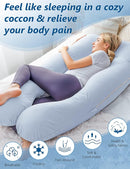 Meiz Pregnancy Pillow, Cooling Pregnancy Pillows for Sleeping, Maternity Pillow for Pregnant Women, Pregnancy Body Pillow with Cooling Jersey Cotton Cover, Blue by TinyTreasures Baby Boutique